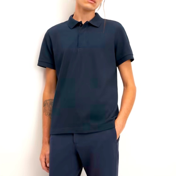 Everlane The Performance Polo Shirt Navy Blue Size Medium - Picture 3 of 9